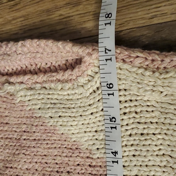 Vintage 80s Currants Hand Knit Silk Blend Pink Chunky Sweater Vest Geometric M - Picture 6 of 7